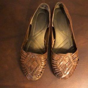 Woven leather flats